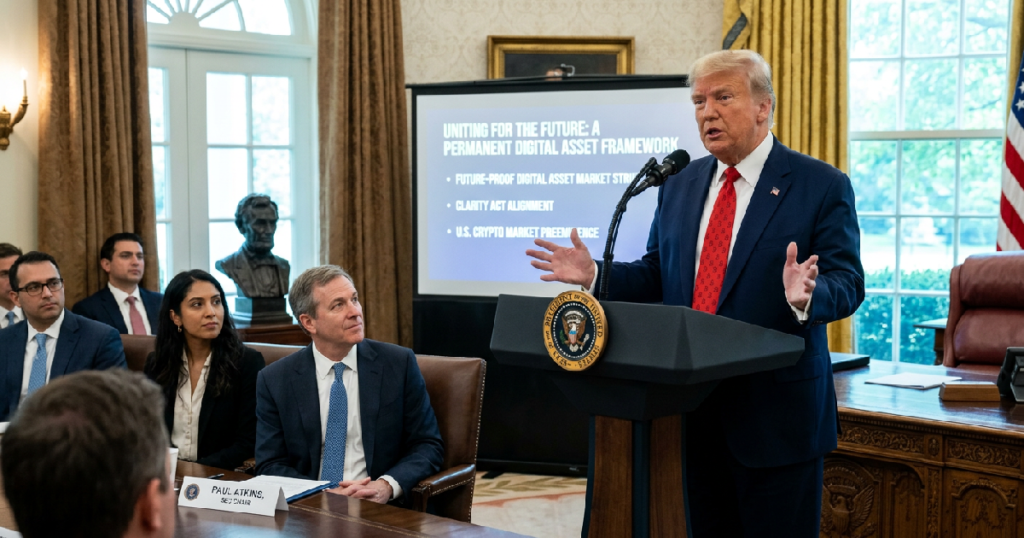 President Donald Trump targets permanent crypto framework on May 27, 2026