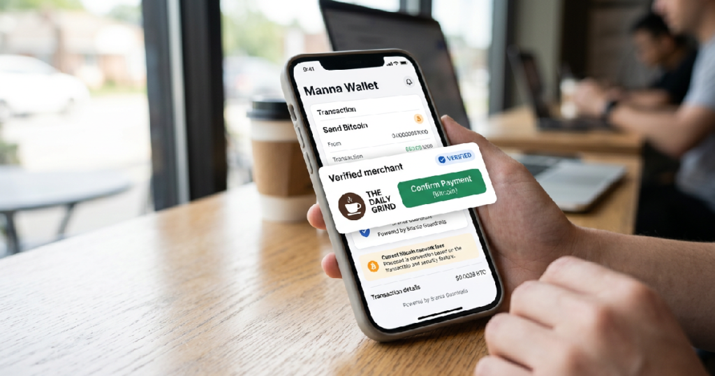 Manna Wallet and Branta Launch Verified Merchant Details for Bitcoin Payments