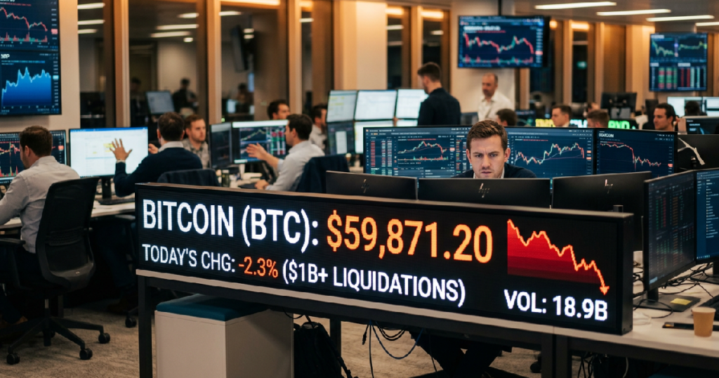 Bitcoin at $60,000: Bitcoin drops below $60,000 as market sees $1 billion in liquidations