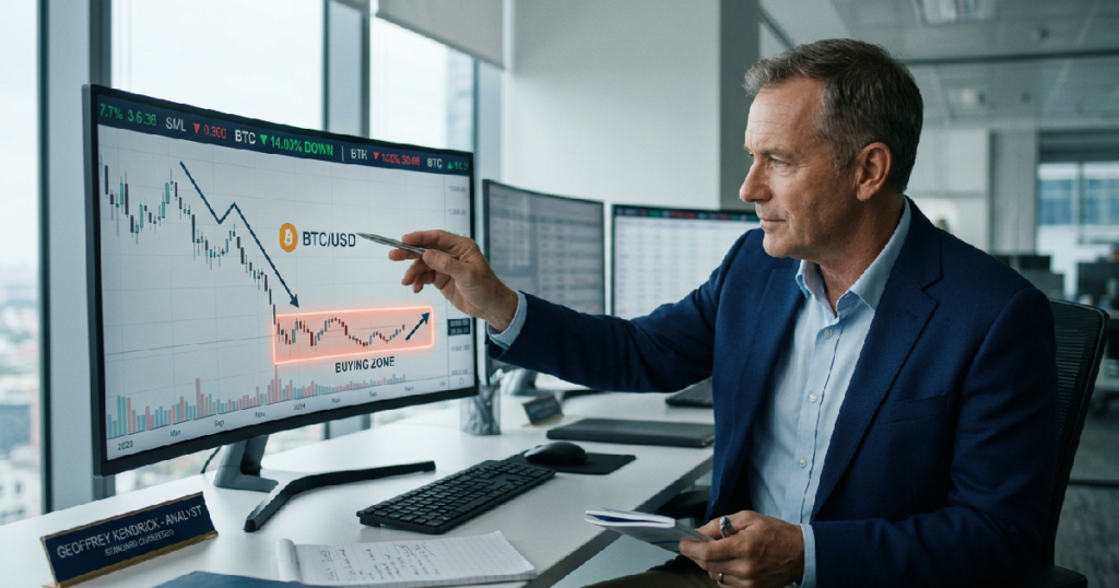 Geoffrey Kendrick calls Bitcoin's 14% price drop a "buying zone