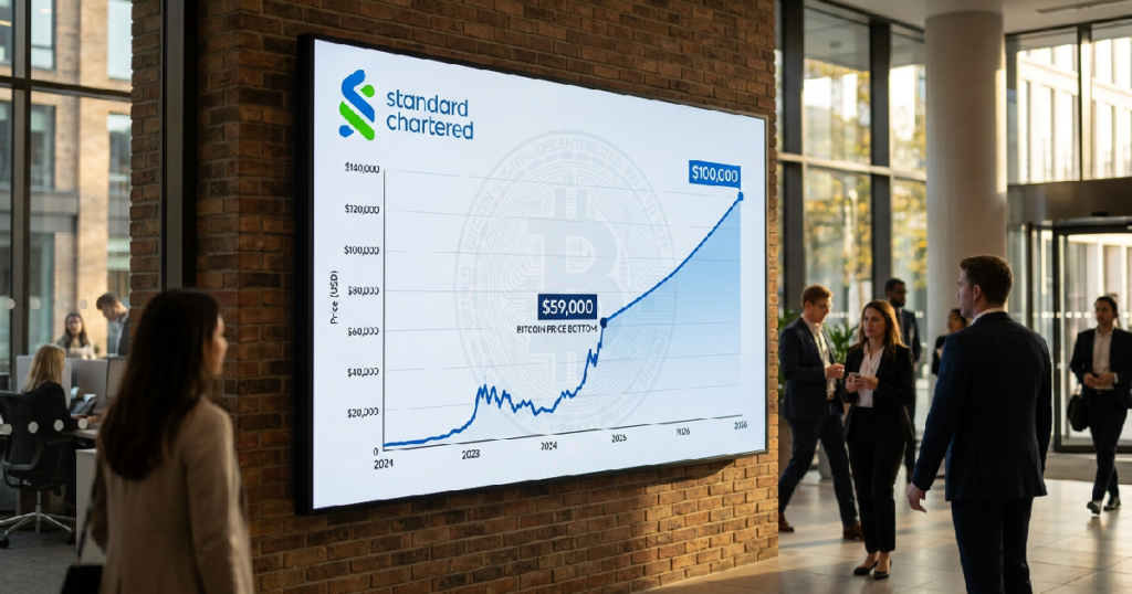 Standard Chartered sets Bitcoin price target at $100,000 for 2026