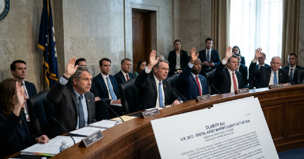 CLARITY Act advances to Senate vote after committee approval on May 14, 2026