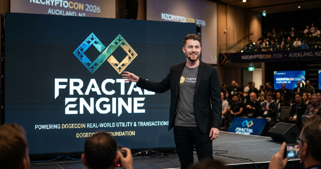 Timothy Stebbing unveils Dogecoin’s Fractal Engine at NZCryptoCon Timothy Stebbing unveils Dogecoin's Fractal Engine at NZCryptoCon
