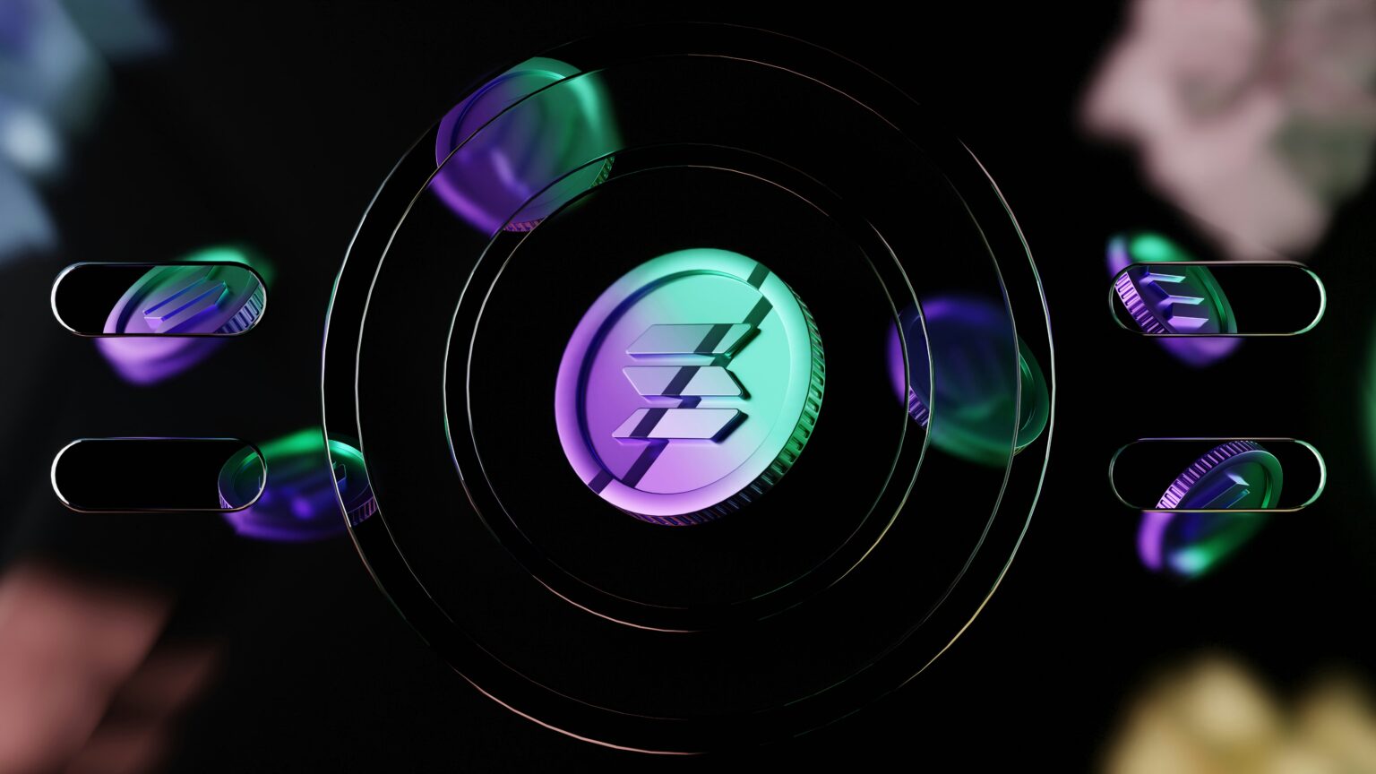 Visual representation of the Solana Proof of History blockchain clock mechanism synchronizing network data.