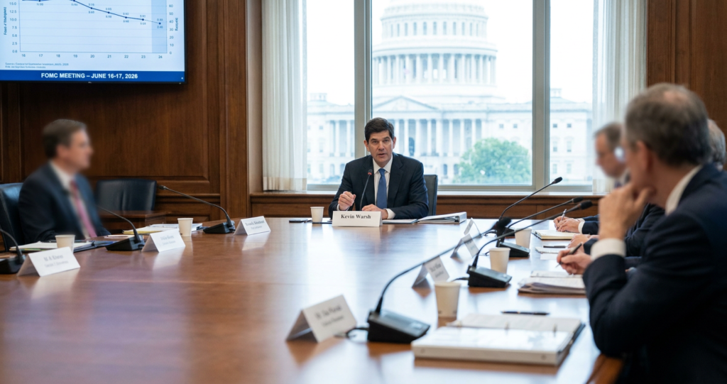 Kevin Warsh presides over first FOMC meeting on June 16-17, 2026 Kevin Warsh presides over first FOMC meeting on June 16-17, 2026
