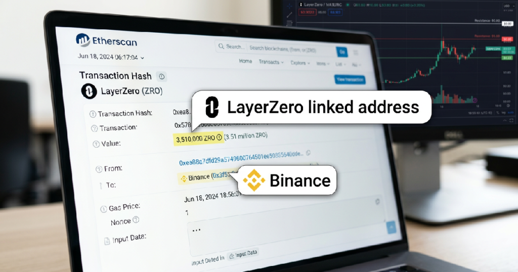 LayerZero-linked address transfers 3.51 million ZRO to Binance on June 18 LayerZero ZRO Binance transfer: LayerZero-linked address transfers 3.51 million ZRO to Binance on June 18