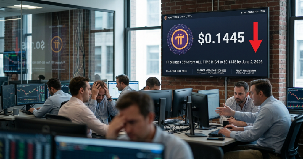 Pi Network plunges 95% from all-time high to $0.1445 by June 2, 2026 Pi Network plunges 95% from all-time high to $0.1445 by June 2, 2026