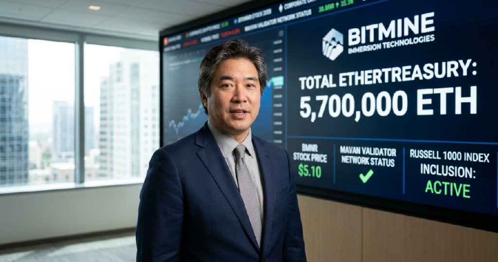 Tom Lee announces Bitmine increases Ethereum holdings to 5.7M coins
