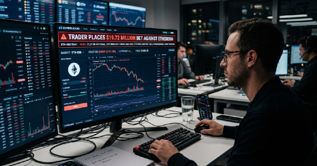 Trader places 1972: Trader places $19.72 million bet against Ethereum on Hyperliquid