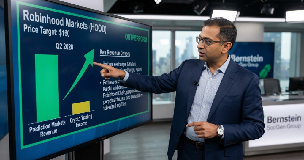 Bernstein lifts Robinhood target to $160 as prediction markets revenue overtakes crypto Bernstein lifts Robinhood target to $160 as prediction markets revenue overtakes crypto