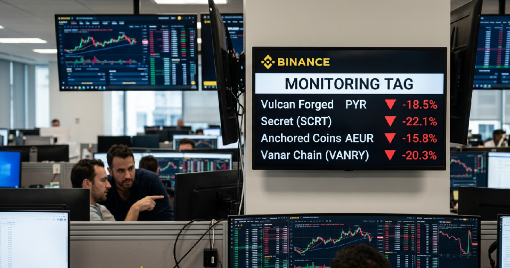 Binance Flags Four Altcoins for Monitoring, Triggering Market Sell-Off