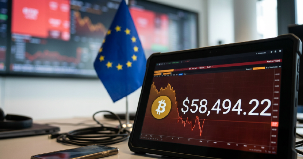 Bitcoin falls to $58,494.22 as EU MiCA framework takes effect Bitcoin falls 5849422: Bitcoin falls to $58,494.22 as EU MiCA framework takes effect