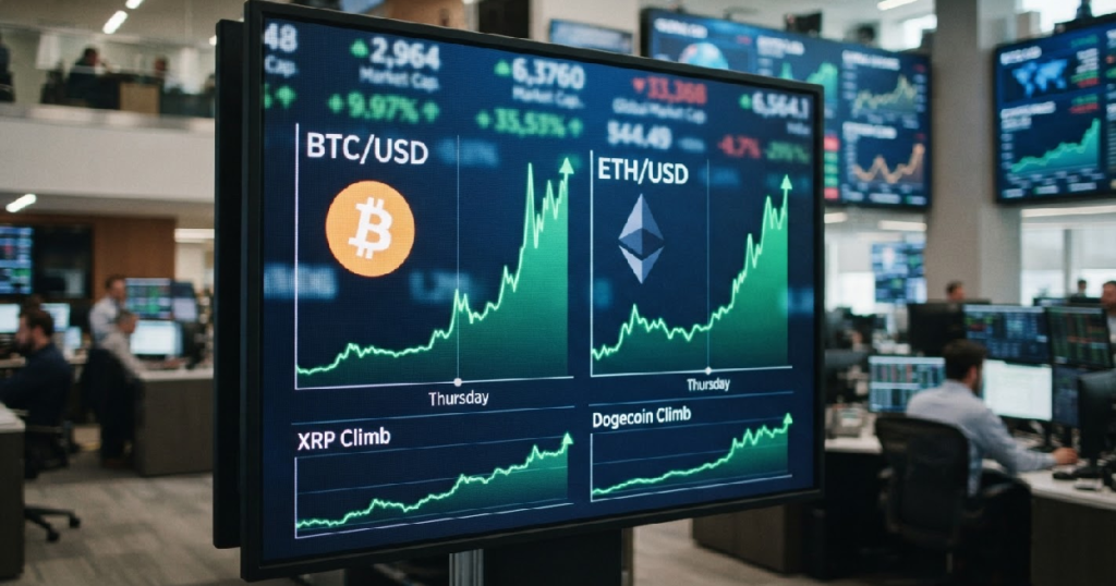 Bitcoin, Ethereum lead sharp crypto market recovery on Thursday