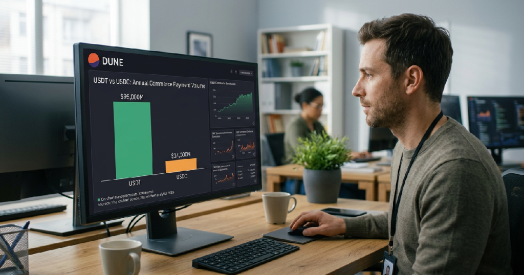 Dune Analytics reveals Tether's USDT dominates commerce with $95 billion in payments