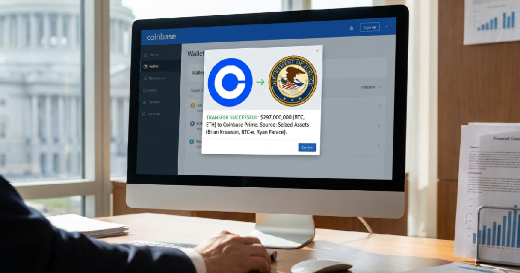 Federal authorities transfer $297 million in seized Bitcoin and Ether to Coinbase Federal authorities transfer $297 million in seized Bitcoin and Ether to Coinbase
