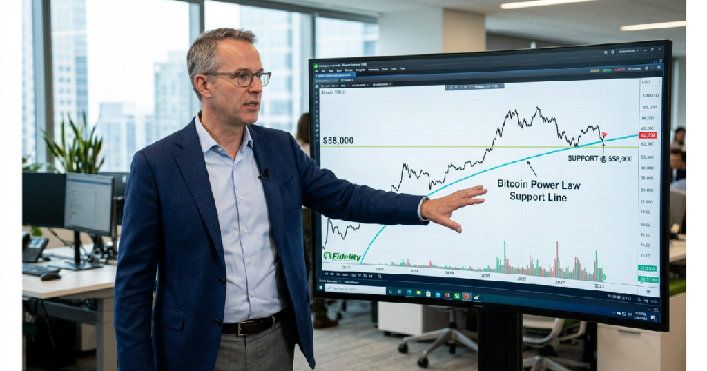 Fidelity’s Jurrien Timmer: Bitcoin Nears Critical Power Law Support at $58,000 Bitcoin power law support line: Fidelity's Jurrien Timmer: Bitcoin Nears Critical Power Law Support at $58,000