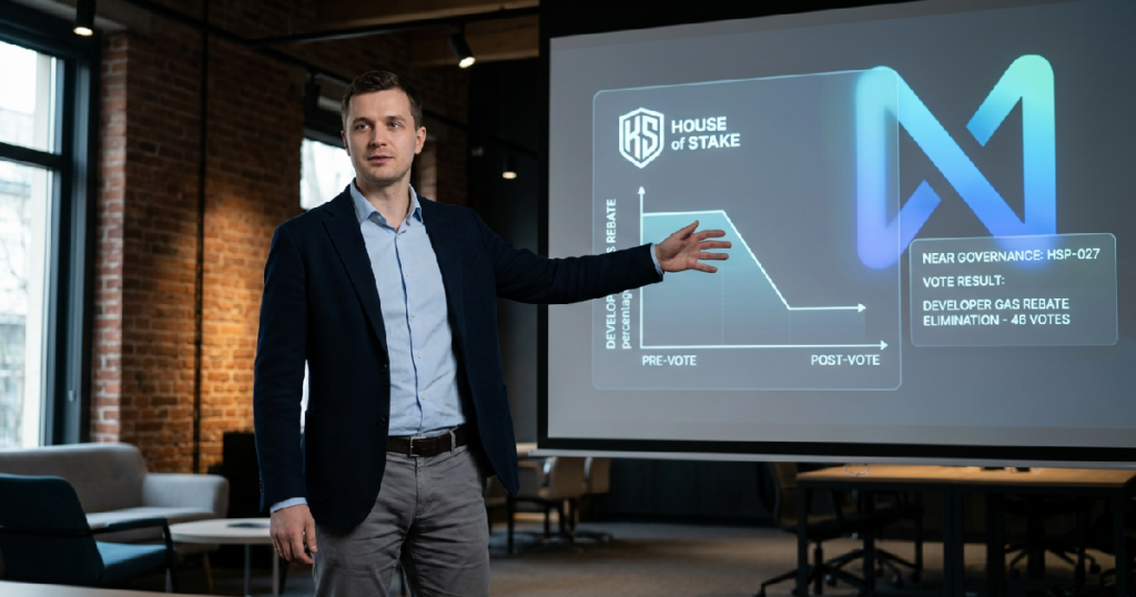 Illia Polosukhin confirms House of Stake eliminates developer gas rebate with 46 votes
