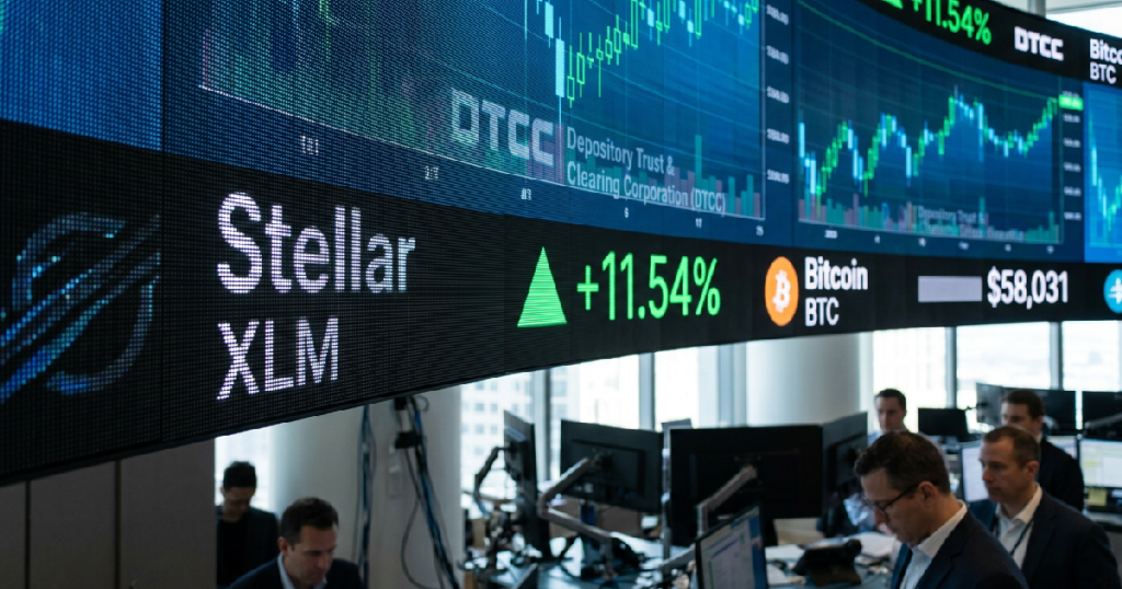 Stellar surges 1154: Stellar surges 11.54% on DTCC integration hopes as Bitcoin defends $58,030