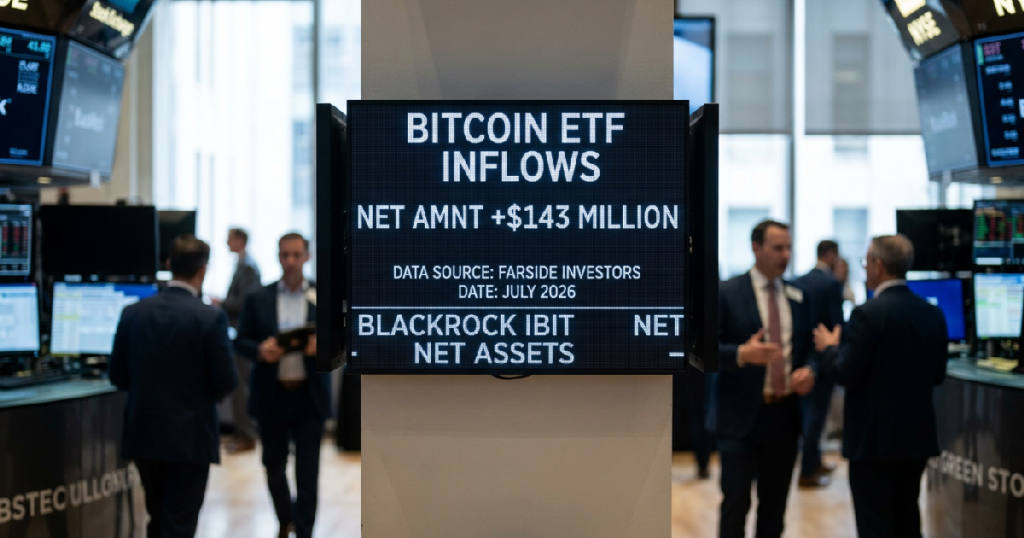 U.S. spot Bitcoin ETFs record $143 million in net inflows Bitcoin ETF inflows: U.S. spot Bitcoin ETFs record $143 million in net inflows