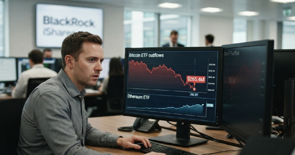 Bitcoin ETF outflows hit $265M; Ether gains singular