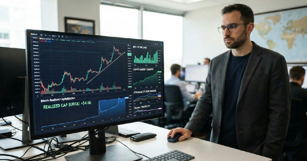 Bitcoin realized capitalization jumps $4.6 billion, signals liquidity shift