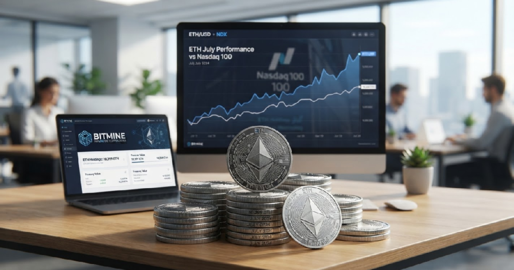 Ethers July performance beats Nasdaq 100 and Bitmine adds ETH