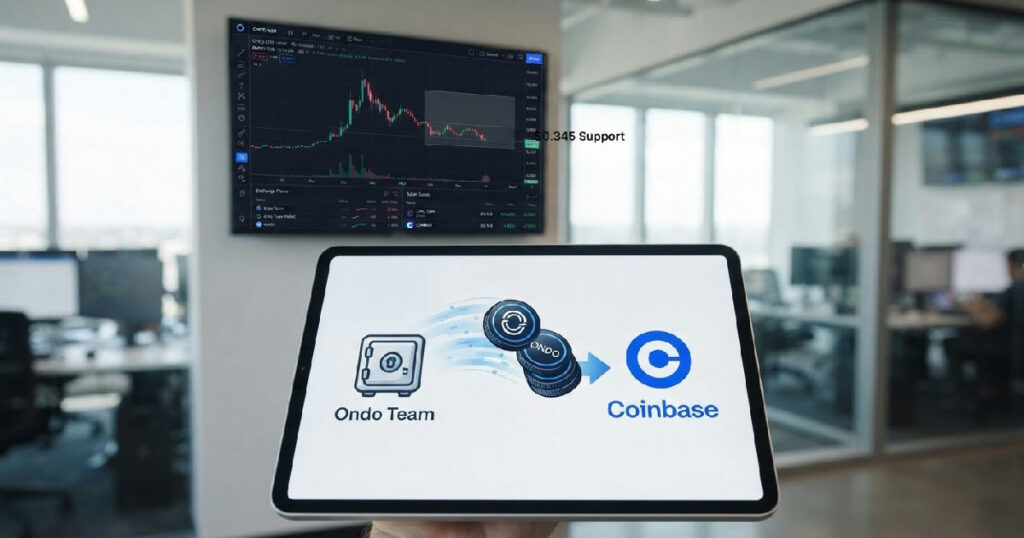 Ondo team sends 4 million ONDO to Coinbase, sparking price stability test at $0.345