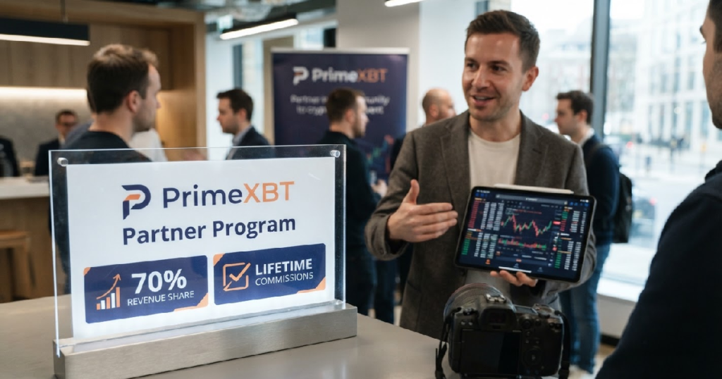 PrimeXBT partner program offers influencers up to 70% revenue share and lifetime commissions
