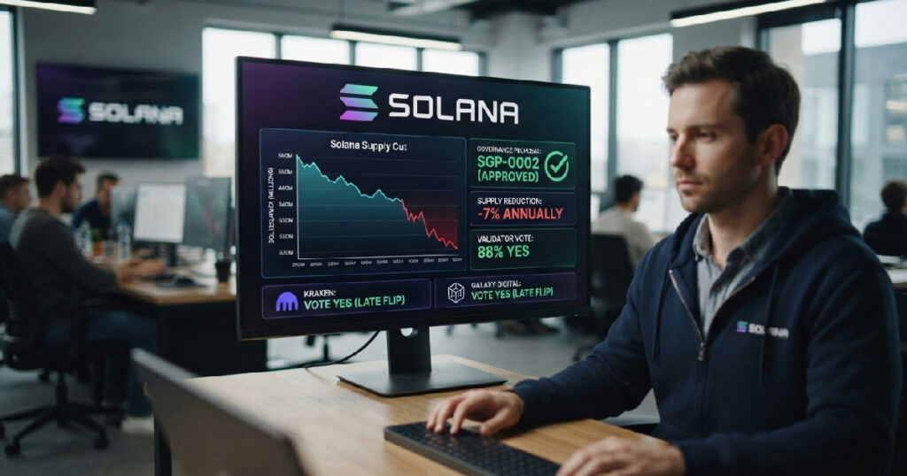 Solana supply cut: Solana Governance Approves Supply Cut After Kraken, Galaxy Vote Flip