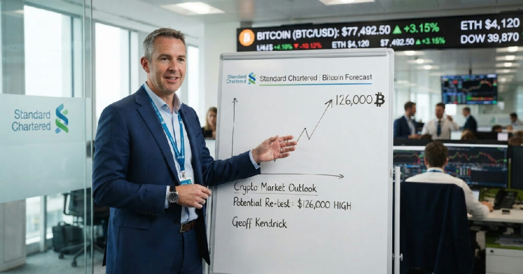 Standard Chartered Bitcoin forecast: Standard Chartered Analyst Suggests Bitcoin Could Retest $126,000 High