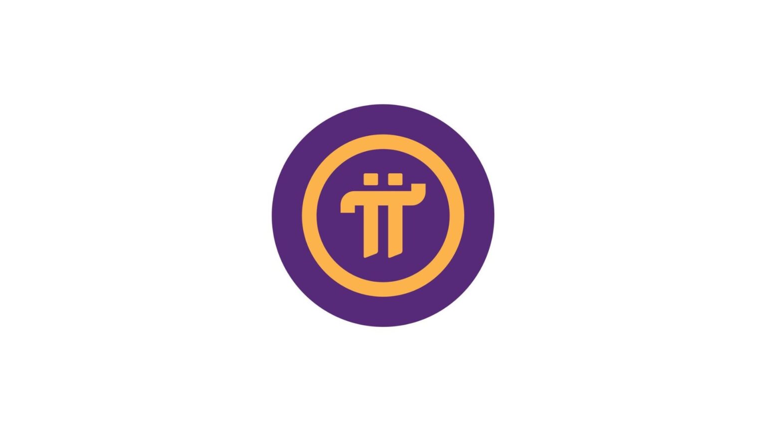 Pi Network logo: a stylized orange π symbol centered within an orange ring and dark purple circle on a clean white background