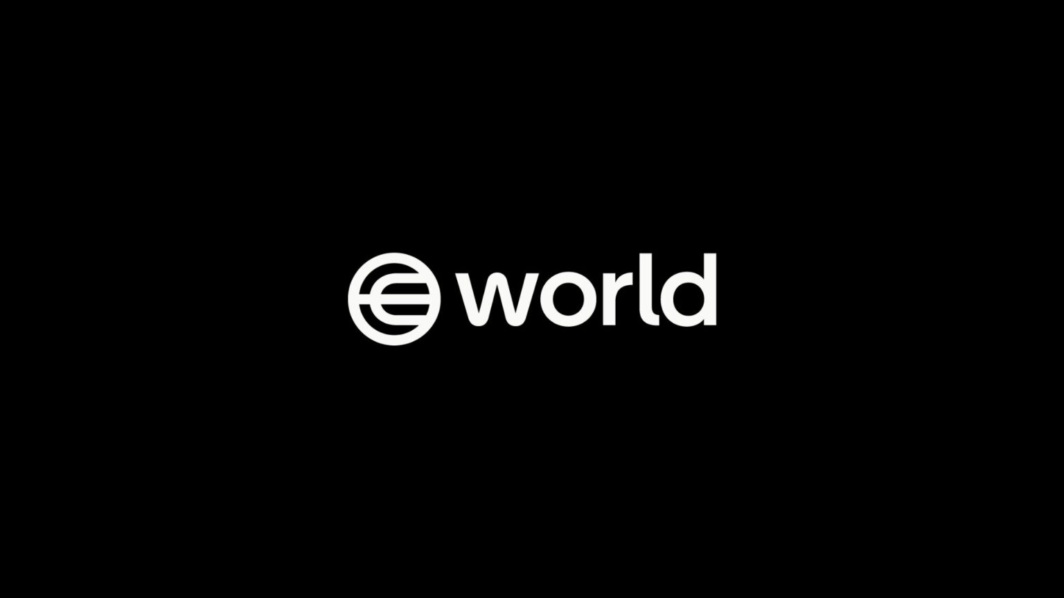 White world logo on a black background