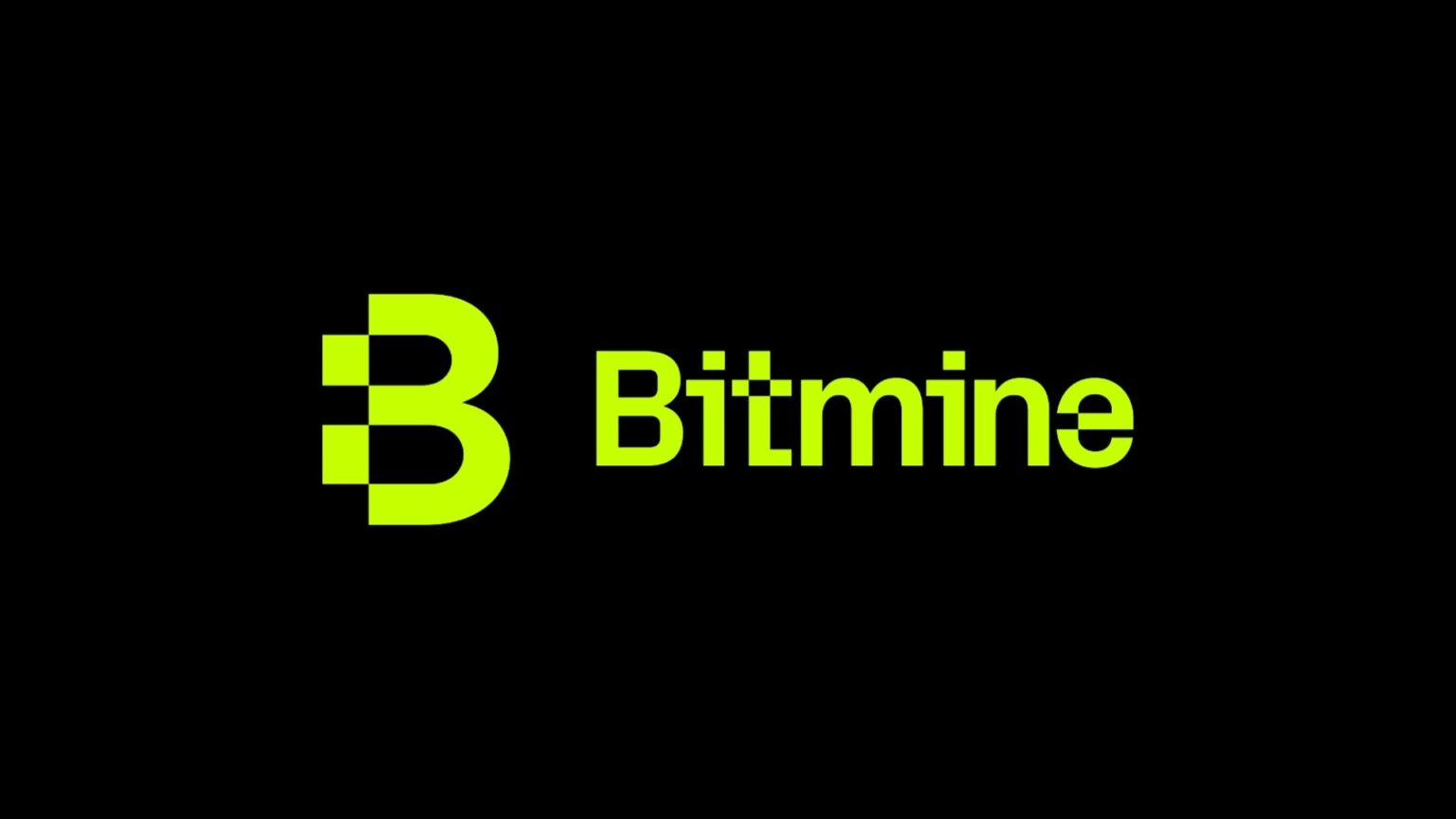 Neon green BitMine logo over a black background