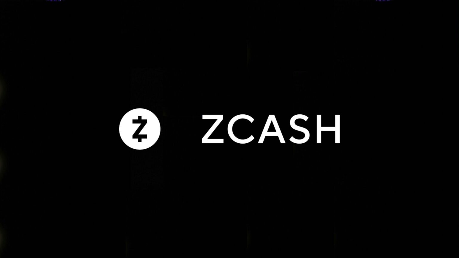 White Zcash logo over a black background
